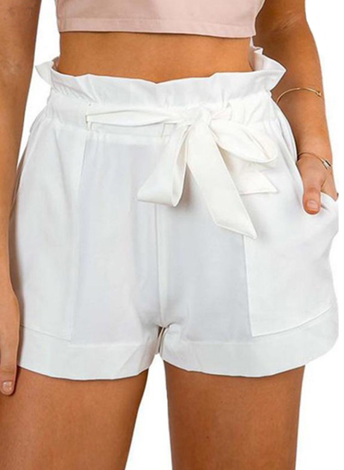 Fashion Ruffle Belt Wide Leg Shorts