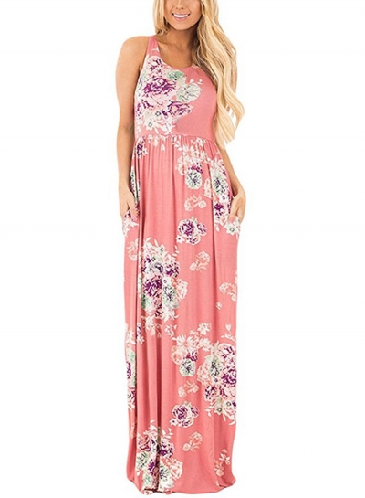 Summer Sexy Floral Printing Off The Shoulder Round Neck Dress