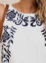 Fashion Sleeveless Embroidered Tank Top