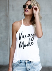 Sleeveless Printed Letter Pullover Tank Top