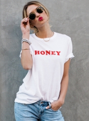 Short-sleeved Printed-letter T-shirt