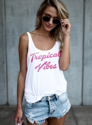 Fashion Loose Sleeveless Letter Printed Tank Top