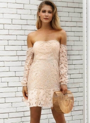 Sexy Off Shoulder Backless Lace Dress for Women