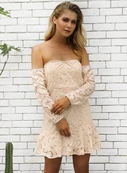 Sexy Off Shoulder Backless Lace Dress for Women