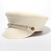 Fashion Straw Flat Wide Brim Punk Style Women Fedoras Hat With Buttons