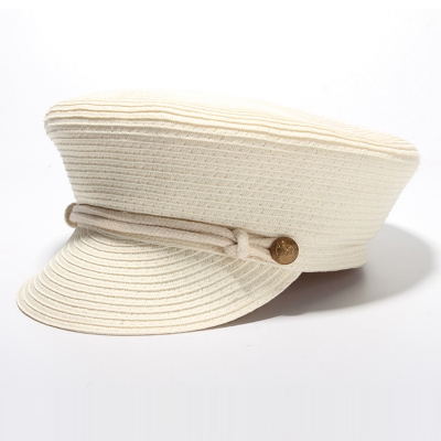Fashion Straw Flat Wide Brim Punk Style Women Fedoras Hat With Buttons STYLESIMO.com