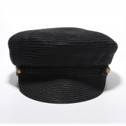 Fashion Straw Flat Wide Brim Punk Style Women Fedoras Hat With Buttons