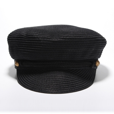 Fashion Straw Flat Wide Brim Punk Style Women Fedoras Hat With Buttons YOUYOUFASHIONEC.com