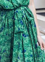 Fashion Sexy Floral Printed Sleeveless V Neck Chiffon Women Maxi Dress