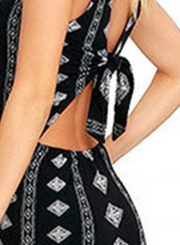 Fashion Sexy Striped Argyle Sleeveless Round Neck Slim Women Maxi Dress