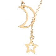 Fashion Simple Sweet Star And Moon Shapes Necklace
