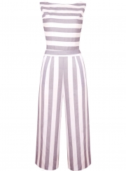 Fashion Casual Striped Sleeveless Straight Wide Leg Jumpsuits