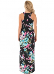 Summer Sexy Floral Printing Off The Shoulder Round Neck Dress