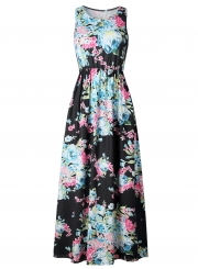 Summer Sexy Floral Printing Off The Shoulder Round Neck Dress