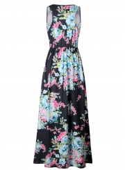 Summer Sexy Floral Printing Off The Shoulder Round Neck Dress