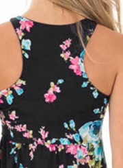 Summer Sexy Floral Printing Off The Shoulder Round Neck Dress