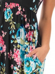 Summer Sexy Floral Printing Off The Shoulder Round Neck Dress