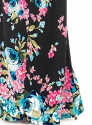 Summer Sexy Floral Printing Off The Shoulder Round Neck Dress