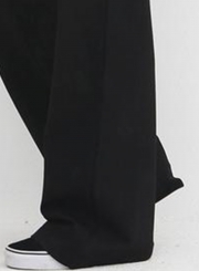 Fashion Solid Black Slim Lace-up High Waist Wide Leg Women Pants