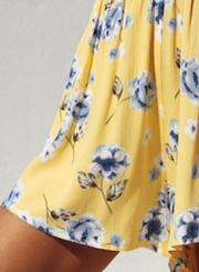 Floral Printed Short Sleeve Off The Shoulder Backless Women Jumpsuits