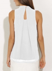 Fashion Summer Pure Color Sleeveless Flounce Halter Blouses