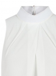 Fashion Summer Pure Color Sleeveless Flounce Halter Blouses