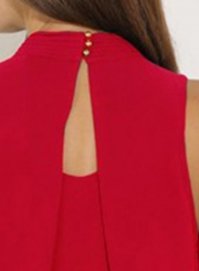 Fashion Summer Pure Color Sleeveless Flounce Halter Blouses