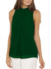 Fashion Summer Pure Color Sleeveless Flounce Halter Blouses