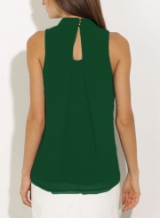 Fashion Summer Pure Color Sleeveless Flounce Halter Blouses