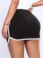 Sexy Striped Spicing Elastic Waist Skirt With Pockets
