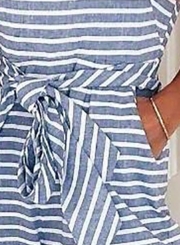 Fashion Striped Off The Shoulder Sleeveless Tie Waist Wide Leg Jumpsuits