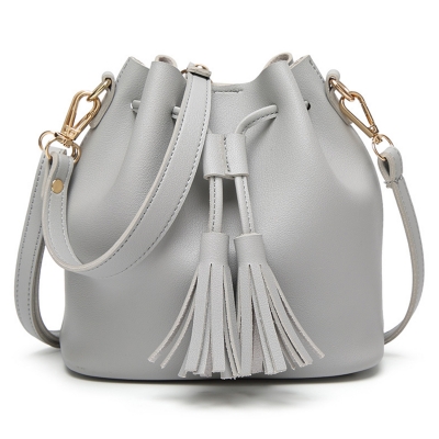 Vintage Solid Leather Handbag Cross Body Women Shoulder Bag With Tassels STYLESIMO.com