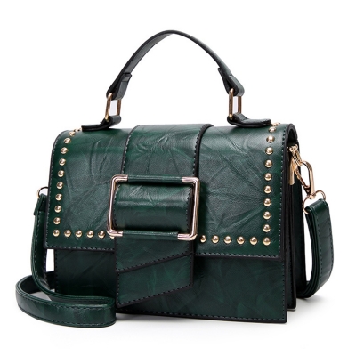 Vintage Leather Handbag Cross Body Shoulder Bag With Rivet STYLESIMO.com
