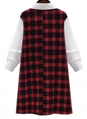 Casual Loose Plaid Long Sleeve Turn-Down Collar Dress