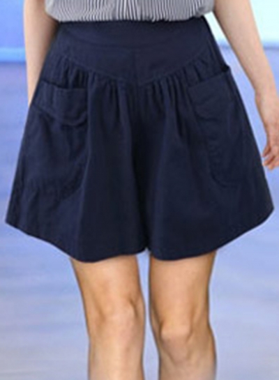 Summer Casual Loose Solid  Elastic Waist Wide Leg Women Shorts