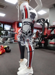 Fashion Sexy Slim Skull Pattern Printed High Waist Women Sports leggings