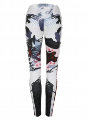 Fashion Sexy Slim Skull Pattern Printed High Waist Women Sports leggings