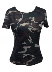 Casual Slim Camouflage Short Sleeve Round Neck Tee Shirt