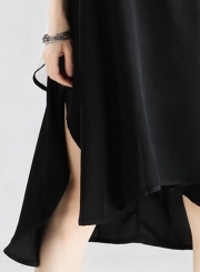 Fashion irregular Loose Striped Sleeveless Round Neck Women Midi Dress