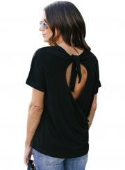 Casual Black Love Tie Tee Top