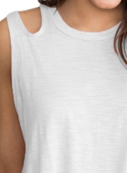 White Knot Sleeveless Round Neck Tank Top