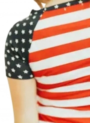Summer Casual Red Striped Patriotic Women Tee Dress