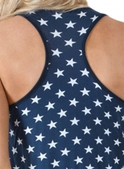 Summer Navy Stars and Stripes Pocket Women Tank Top