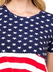 Summer The Stars and Stripes Front Knot Women T-shirt