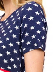 Summer The Stars and Stripes Front Knot Women T-shirt