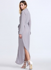 Fashion Loose Long Sleeve Slit Day Dress