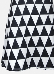 Casual Colorblock Sleeveless Round Neck Triangle Pattern Dress