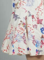 Summer Sweet Floral Printed Elastic Waist Short Pleated Skirt