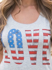 Love The Stars And Stripes Casual Grey Tank Top