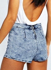 Casual Irregular Cross Layer High Waist Wide Leg Denim Scratch Shorts